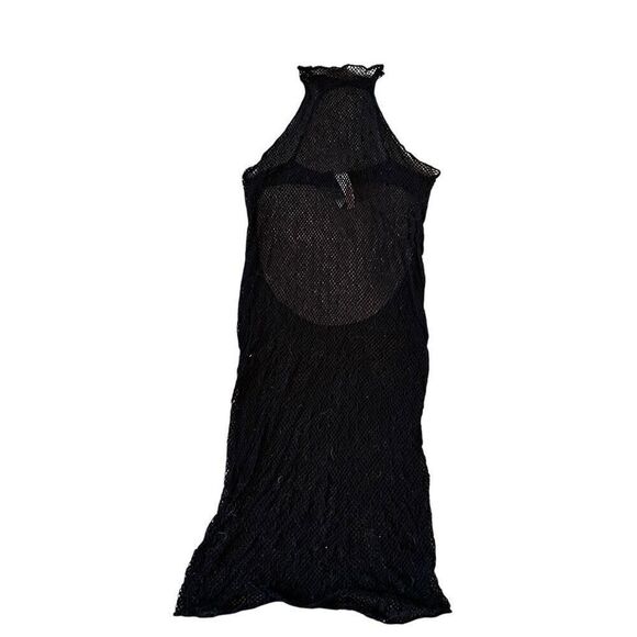 Savage x Fenty Womens One Size Mesh Lace Mock Neck Slip Lingerie Dress Black - Picture 1 of 11
